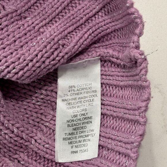 Shrinking Violet | Girls Cable Knit Purple Silver Glitter Sweater Dress - Picture 5 of 15